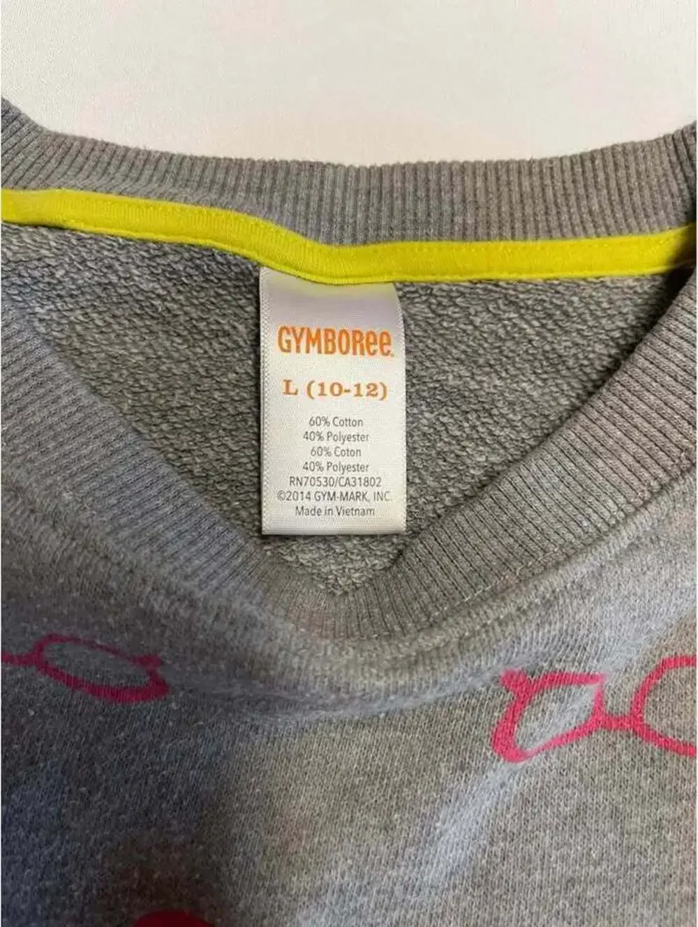 Gymboree Girls L 10-12 Gray Pink Eyeglasses Print Sweatshirt